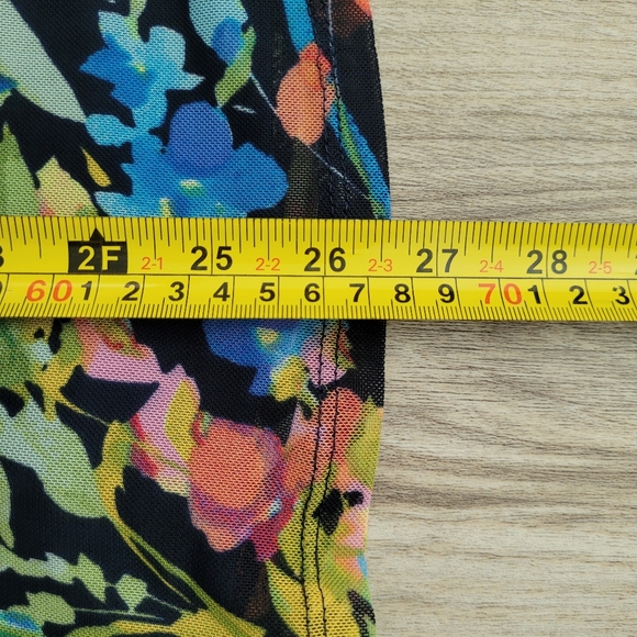 Roz & Ali Floral Multicolored Green Pink Yellow Blue Blouse with Buttons Large - Picture 6 of 8